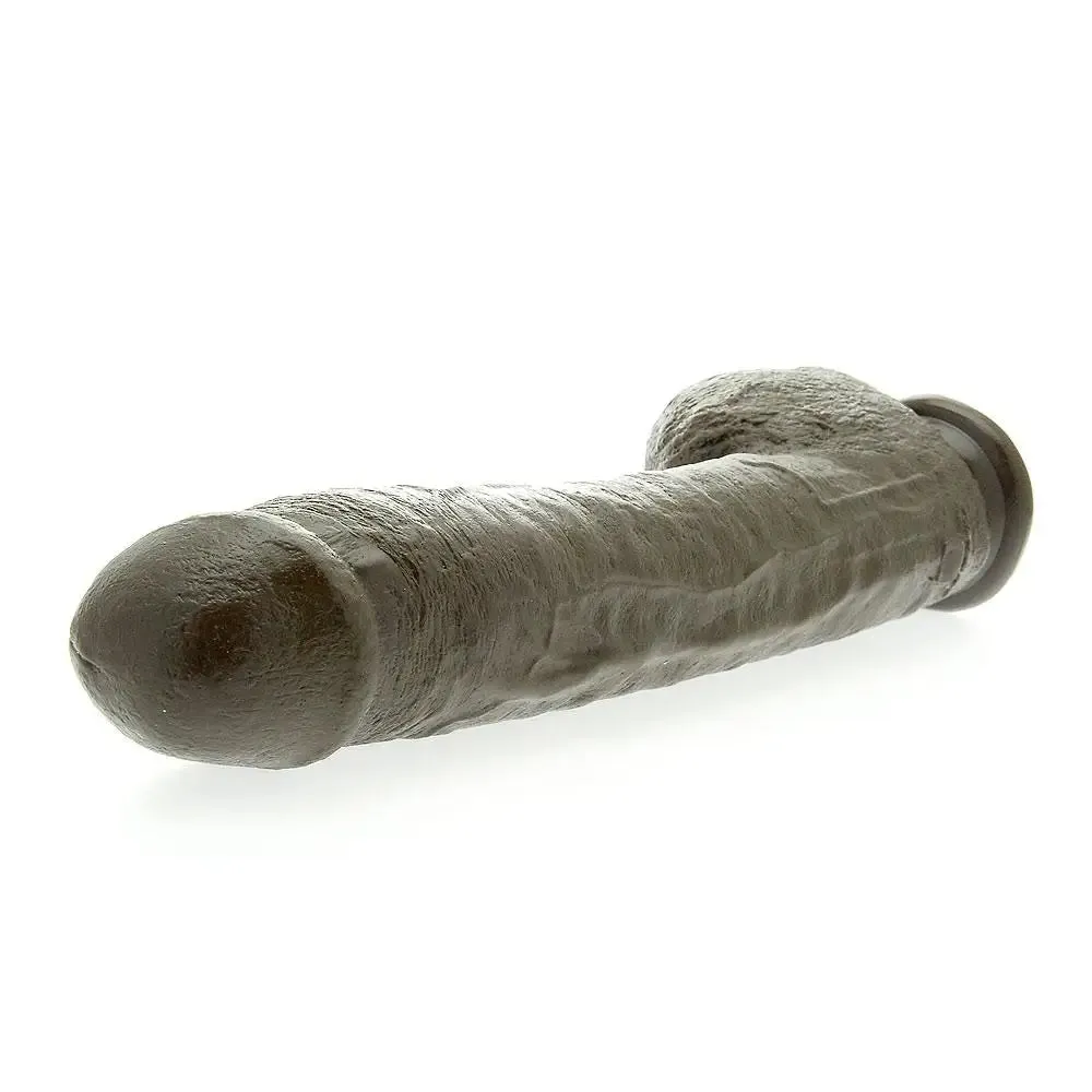 12-inch Realistic Feel Black Penis Dildo with Balls and Suction-cup