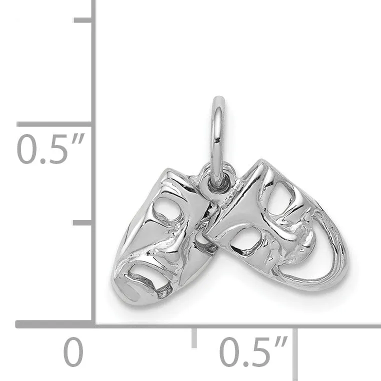 14k White Gold Comedy Tragedy Charm Pendant