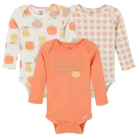 3-Pack Baby Girls Pumpkin Pie Onesies® Bodysuits