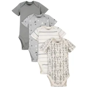 4-Pack Baby Boys Grey Tribal & Triangles Bodysuits