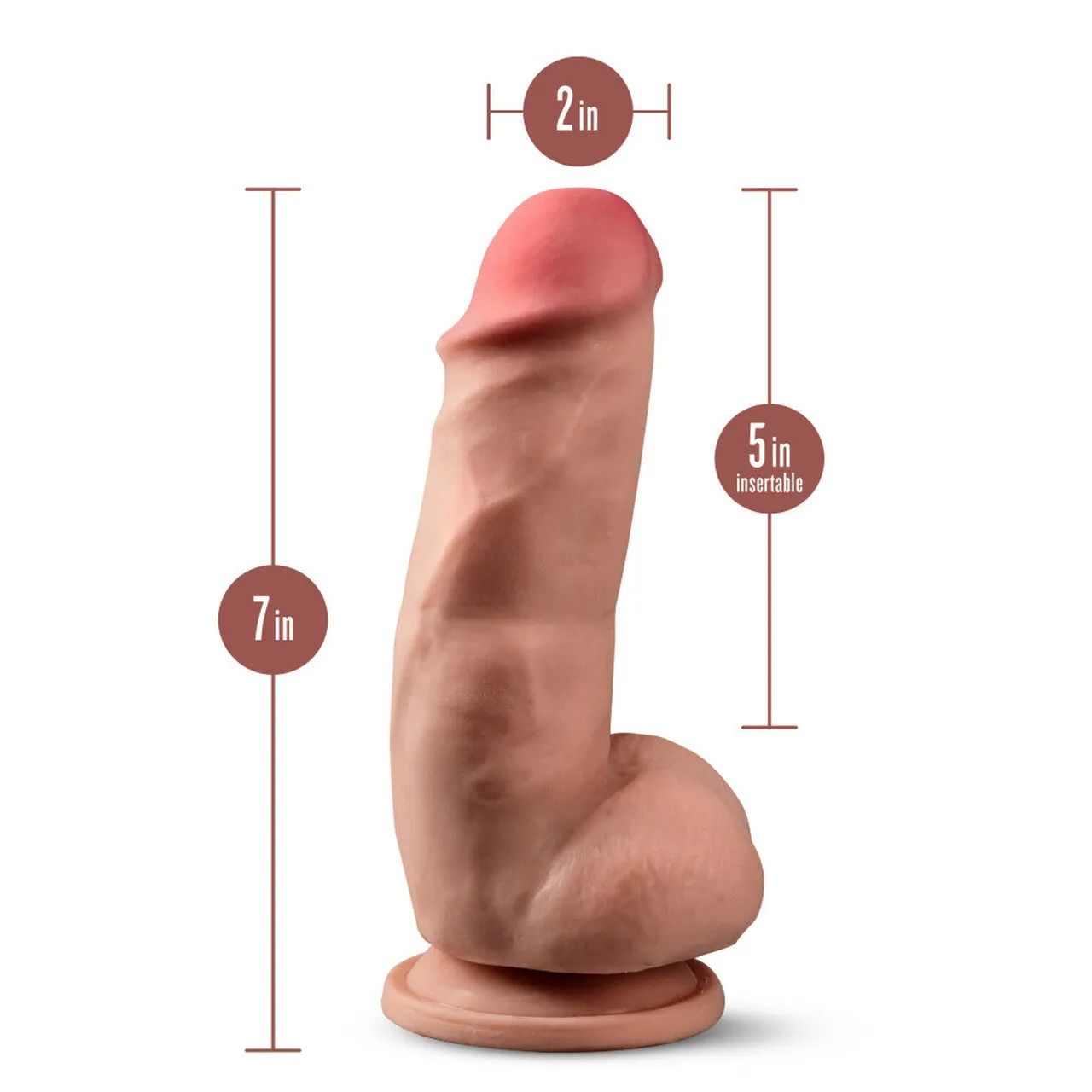 7 Inch Girthy Posable Dildo With Balls - Mocha