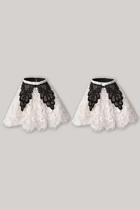 Anne Ruffled Lace Cuffs In Ivory and Black