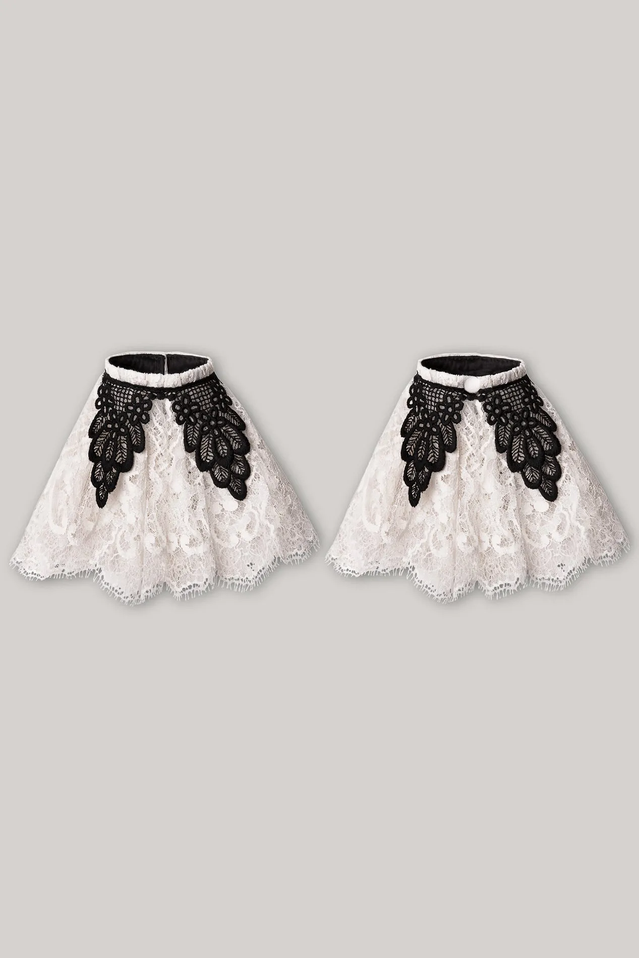 Anne Ruffled Lace Cuffs In Ivory and Black