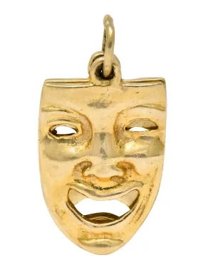 Art Nouveau 14 Karat Greek Tragedy Comedy Theater Mask Charm