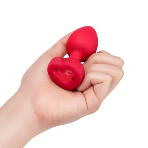 B-Vibe Vibrating Heart-Shaped Jewel Plug M/L Red | 6 Vibration Levels & Rechargeable