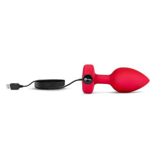 B-Vibe Vibrating Heart-Shaped Jewel Plug M/L Red | 6 Vibration Levels & Rechargeable