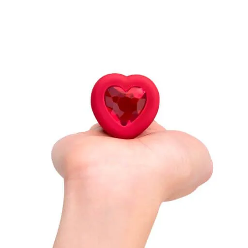 B-Vibe Vibrating Heart-Shaped Jewel Plug M/L Red | 6 Vibration Levels & Rechargeable