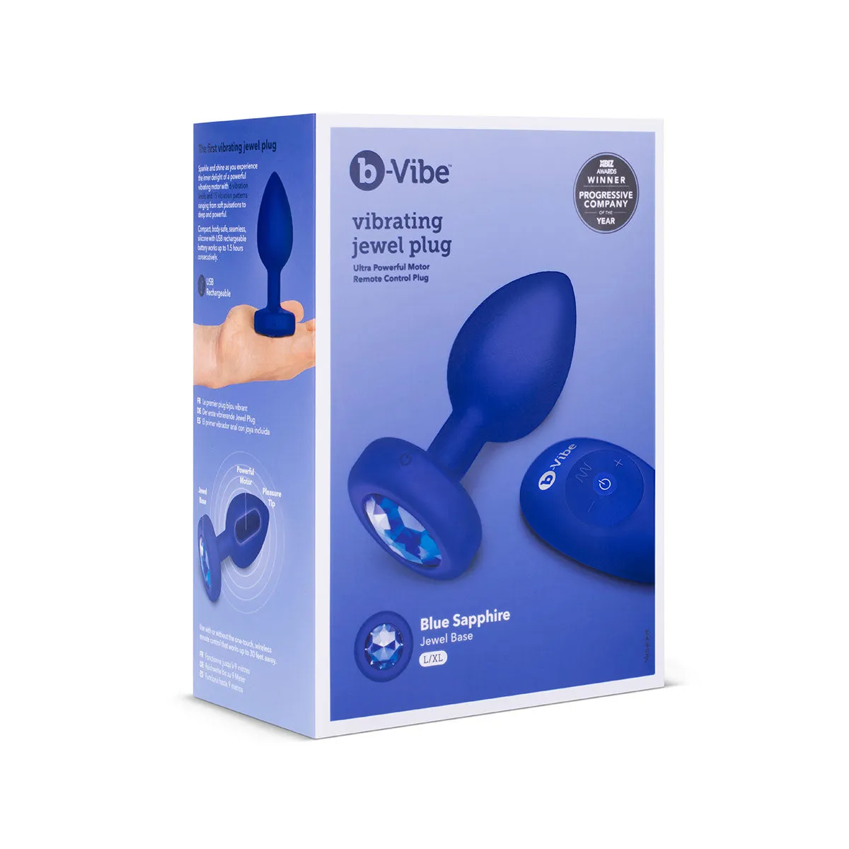 B-Vibe Vibrating Jewel Plug L/XL - Blue Sapphire