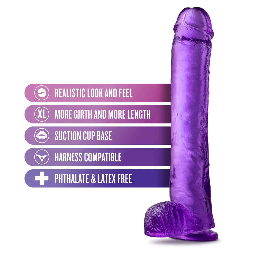 B Yours Plus By Blush® | Hefty N’ Hung Purple 14-Inch Long Dildo With Balls & Suction Cup Base