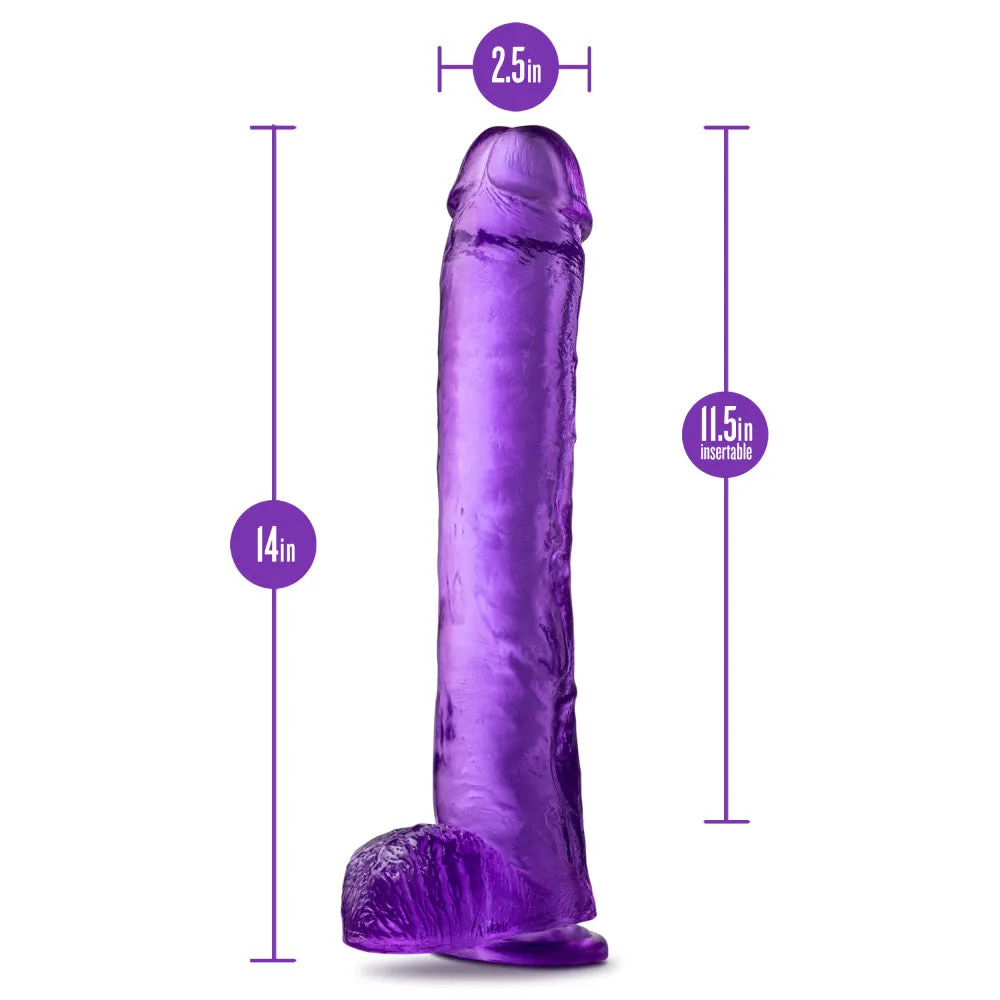 B Yours Plus By Blush® | Hefty N’ Hung Purple 14-Inch Long Dildo With Balls & Suction Cup Base