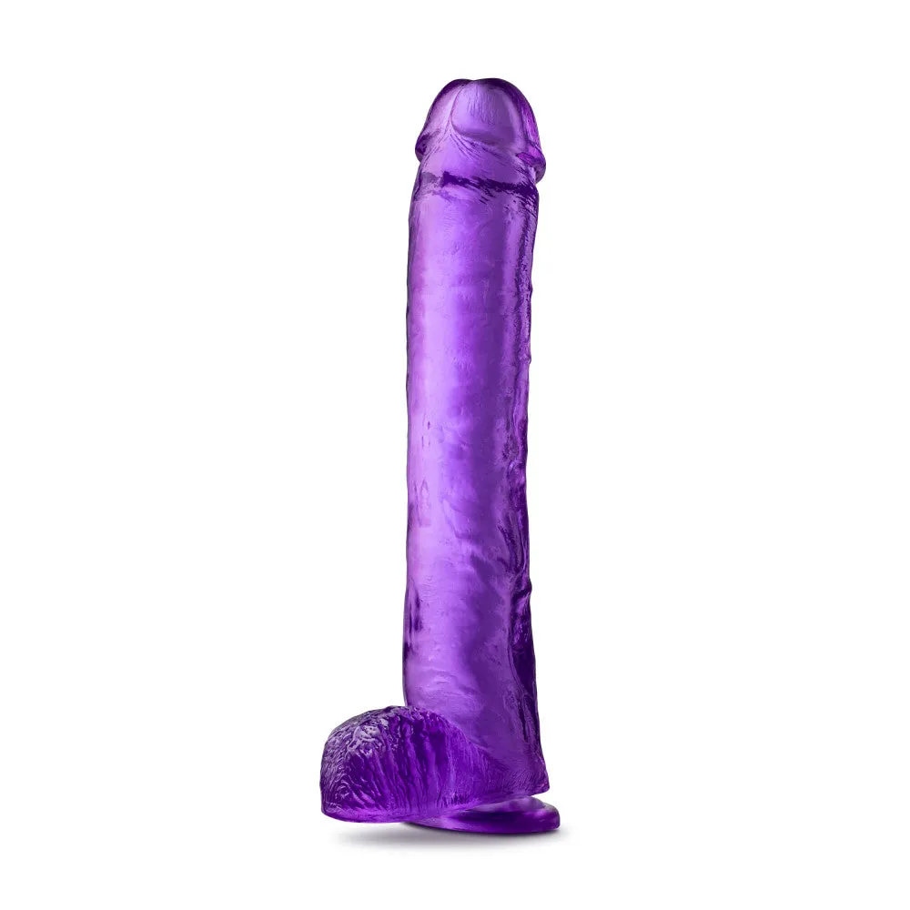 B Yours Plus By Blush® | Hefty N’ Hung Purple 14-Inch Long Dildo With Balls & Suction Cup Base