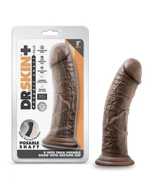 Blush Dr. Skin Plus 8" Posable Dildo - Chocolate