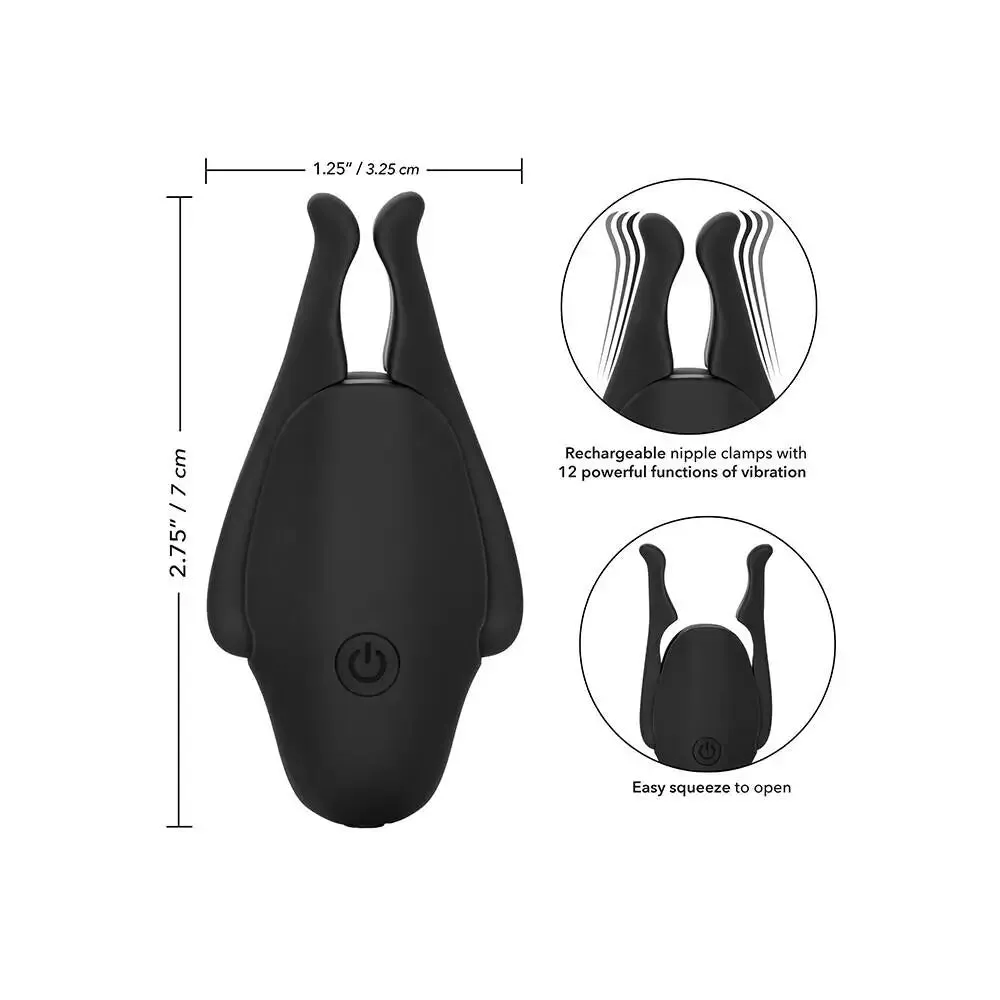 Colt Black Rechargeable Nipplettes Vibrating Nipple Clamps