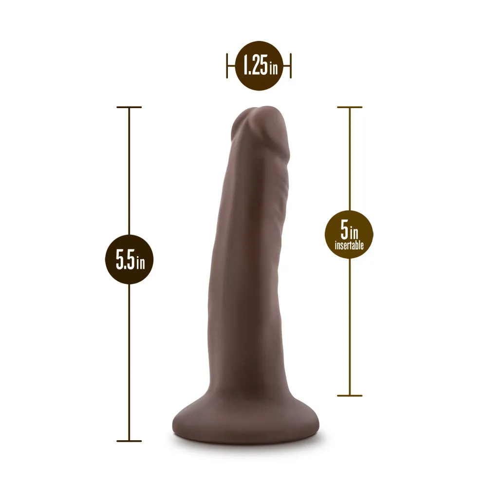 Dr. Skin Plus By Blush® | Realistic Chocolate 5.5-Inch Long Soft Yet Erect & Posable Dildo With Suction Cup Base