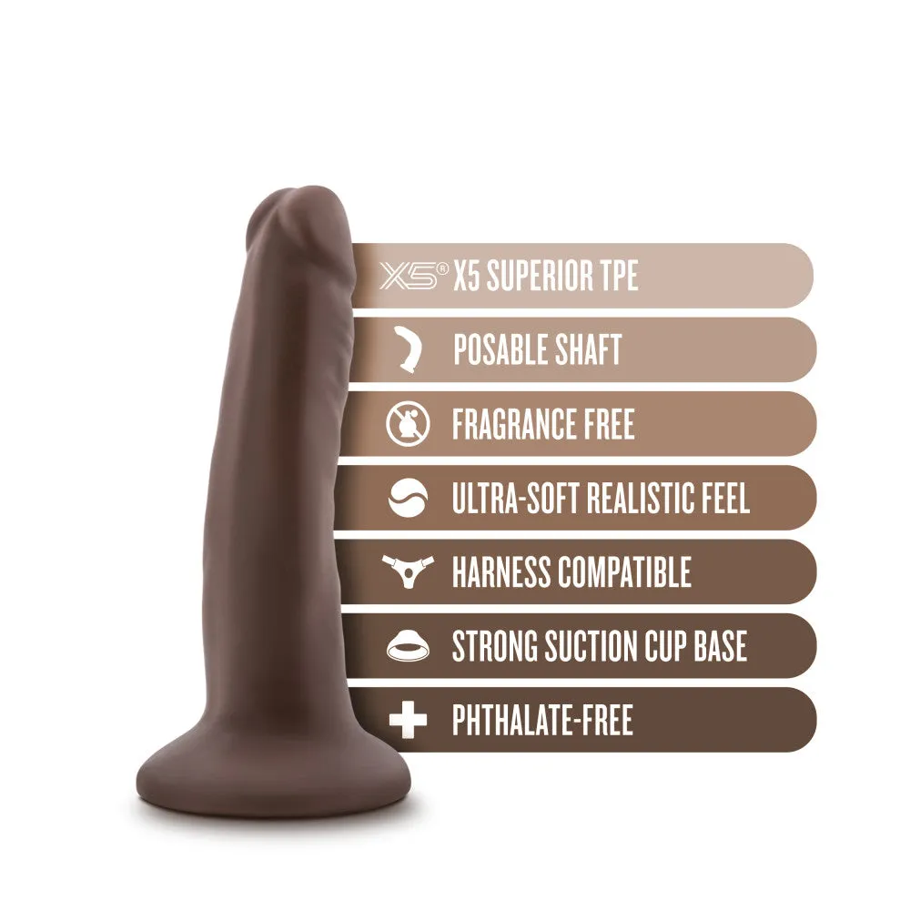 Dr. Skin Plus By Blush® | Realistic Chocolate 5.5-Inch Long Soft Yet Erect & Posable Dildo With Suction Cup Base