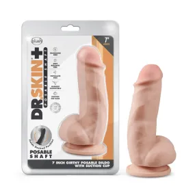 Dr. Skin Plus By Blush® | Realistic Vanilla 7-Inch Long Soft Yet Erect & Posable Dildo With Balls & Suction Cup Base