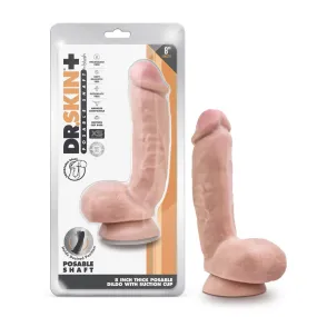 Dr. Skin Plus By Blush® | Realistic Vanilla 8.5-Inch Long Soft Yet Erect & Posable Dildo With Balls & Suction Cup Base