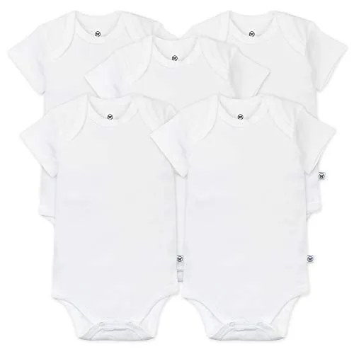 HonestBaby: Organic Cotton Short-Sleeve Baby Bodysuits - 100% GOTS Certified (Pack of 5)