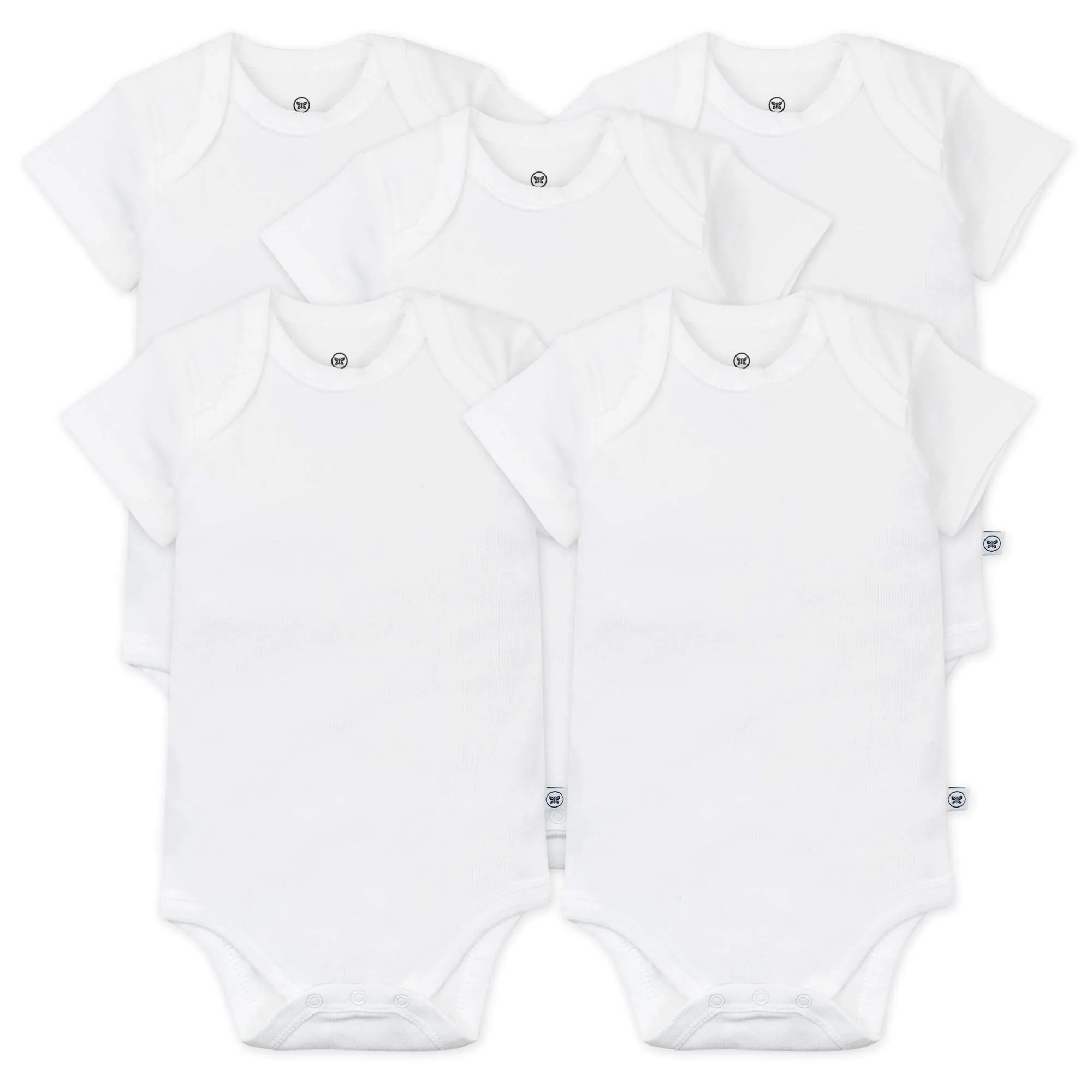 HonestBaby: Organic Cotton Short-Sleeve Baby Bodysuits - 100% GOTS Certified (Pack of 5)