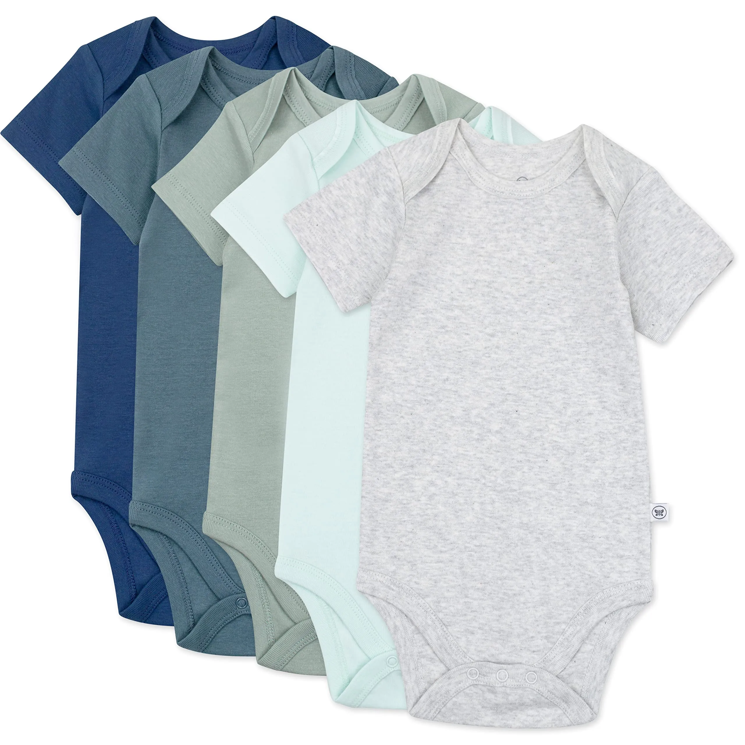 HonestBaby: Organic Cotton Short-Sleeve Baby Bodysuits - 100% GOTS Certified (Pack of 5)