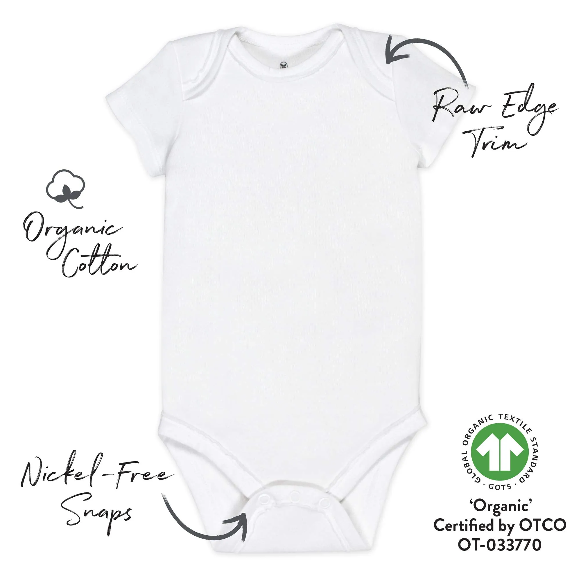 HonestBaby: Organic Cotton Short-Sleeve Baby Bodysuits - 100% GOTS Certified (Pack of 5)