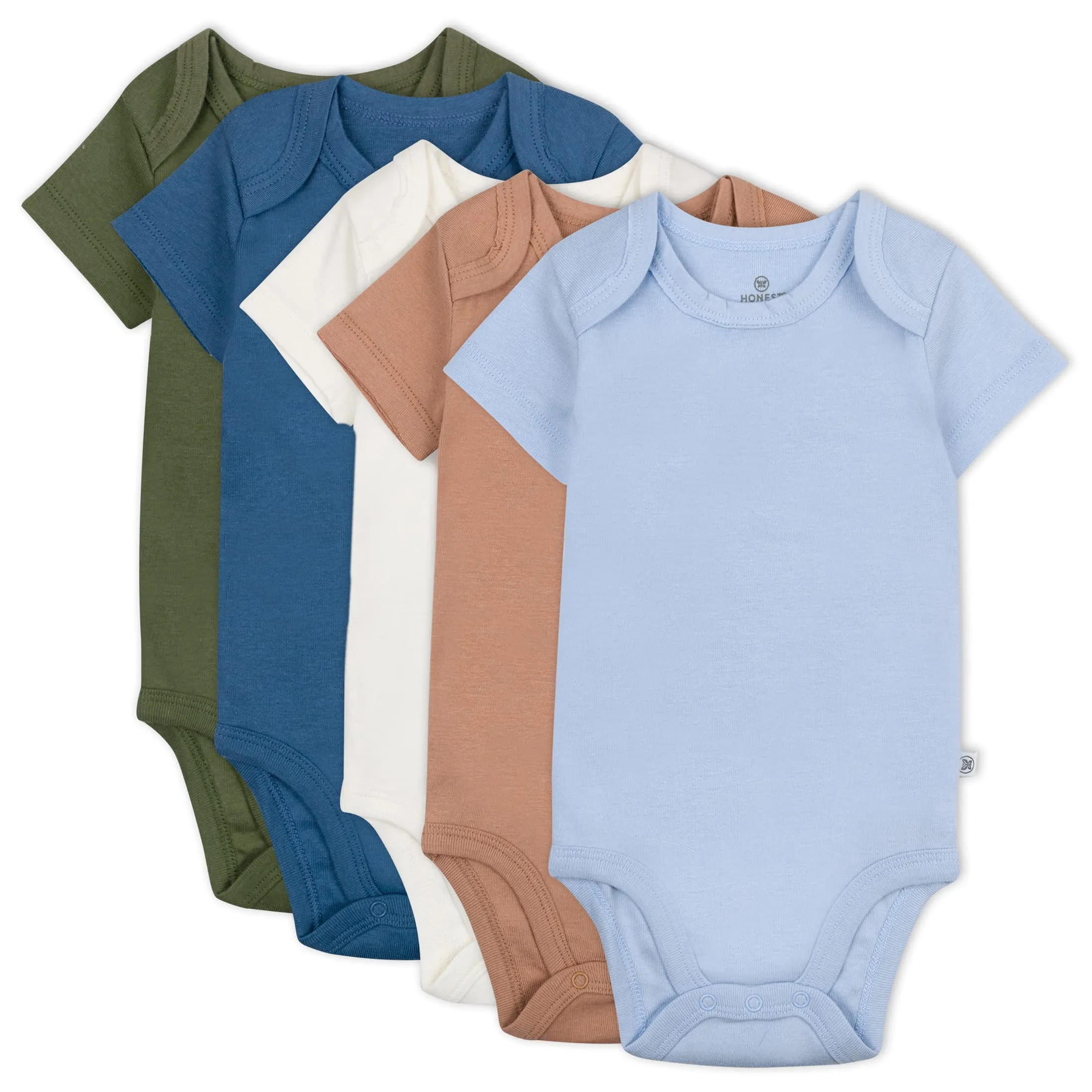 HonestBaby: Organic Cotton Short-Sleeve Baby Bodysuits - 100% GOTS Certified (Pack of 5)