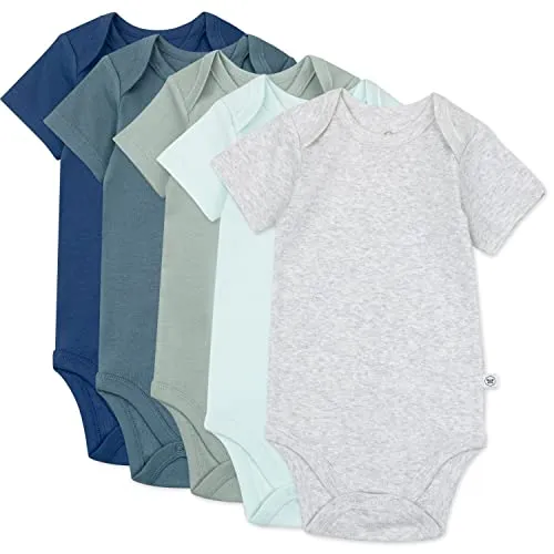 HonestBaby: Organic Cotton Short-Sleeve Baby Bodysuits - 100% GOTS Certified (Pack of 5)