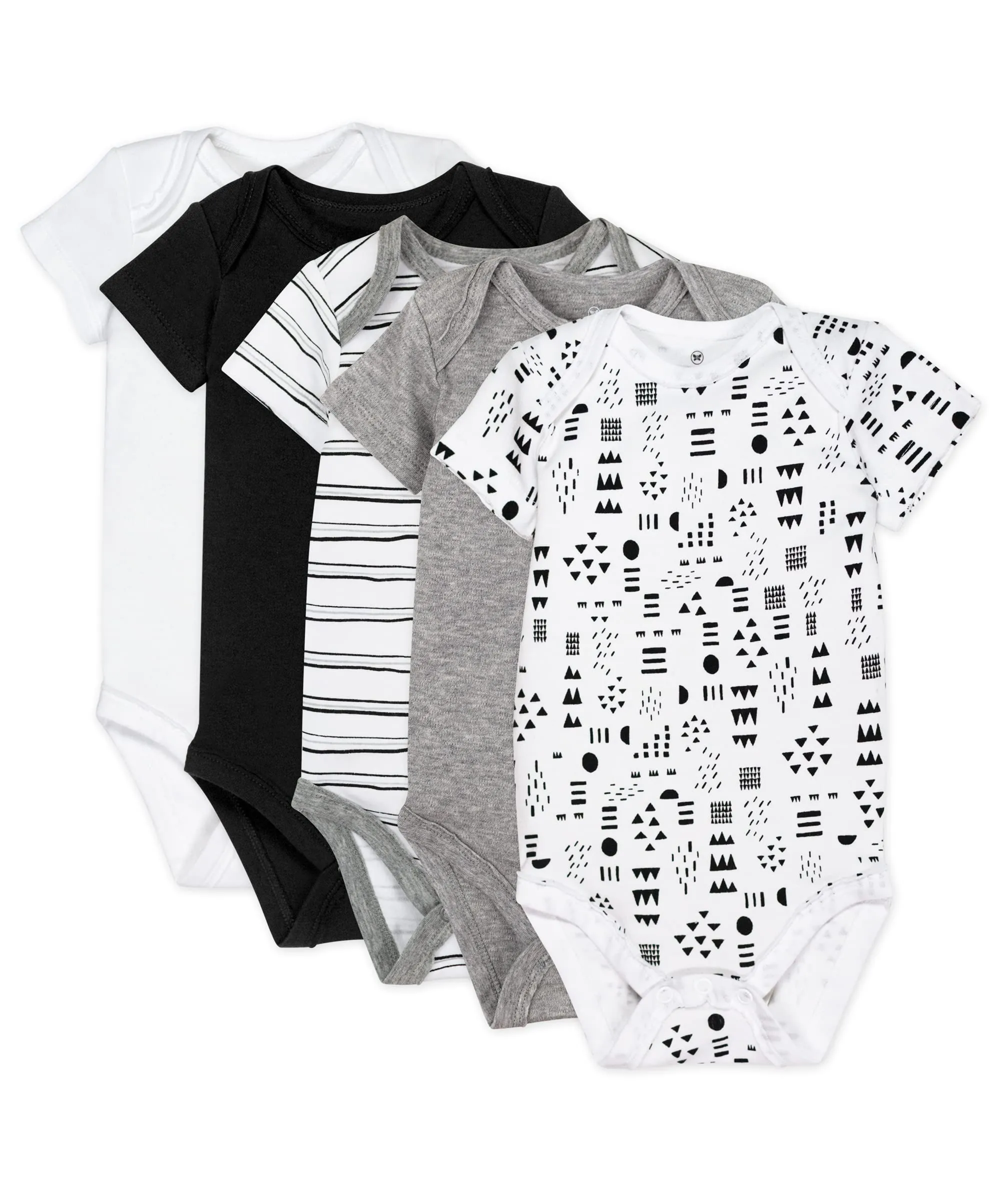 HonestBaby: Organic Cotton Short-Sleeve Baby Bodysuits - 100% GOTS Certified (Pack of 5)