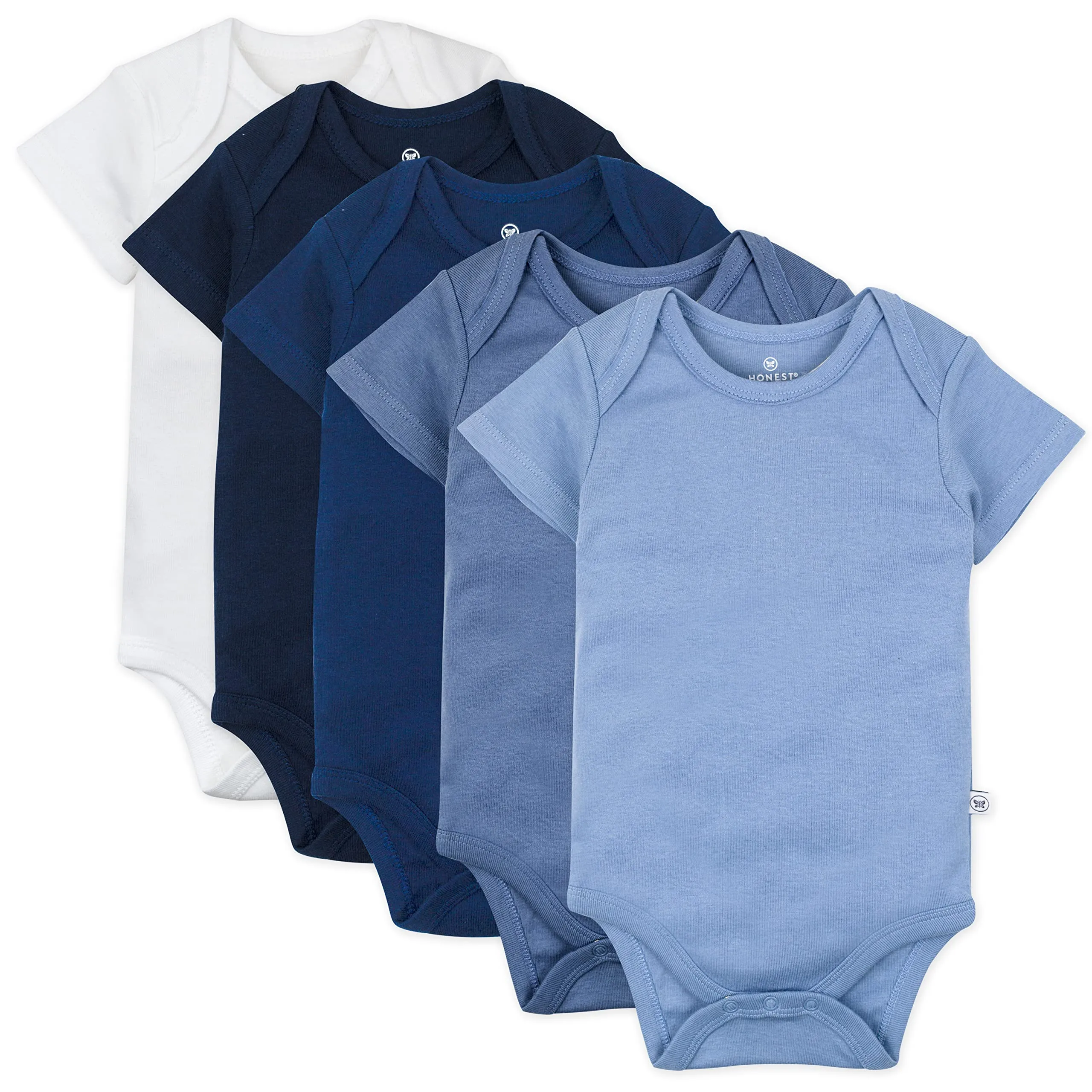 HonestBaby: Organic Cotton Short-Sleeve Baby Bodysuits - 100% GOTS Certified (Pack of 5)