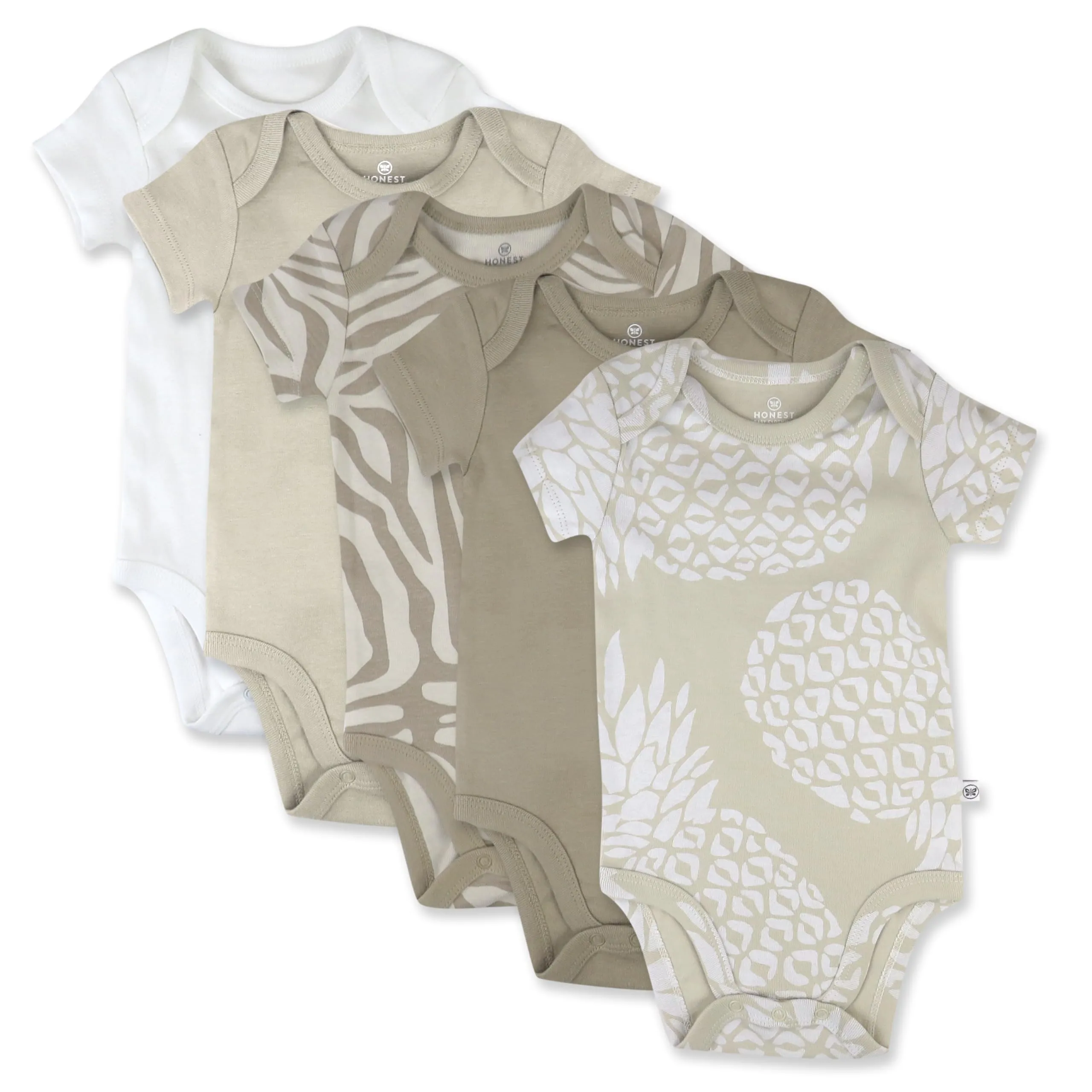 HonestBaby: Organic Cotton Short-Sleeve Baby Bodysuits - 100% GOTS Certified (Pack of 5)