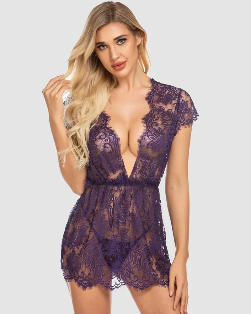 Lace Chemise Mesh Eyelash Lace Babydoll