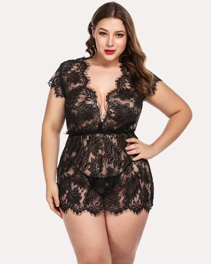 Lace Chemise Mesh Eyelash Lace Babydoll