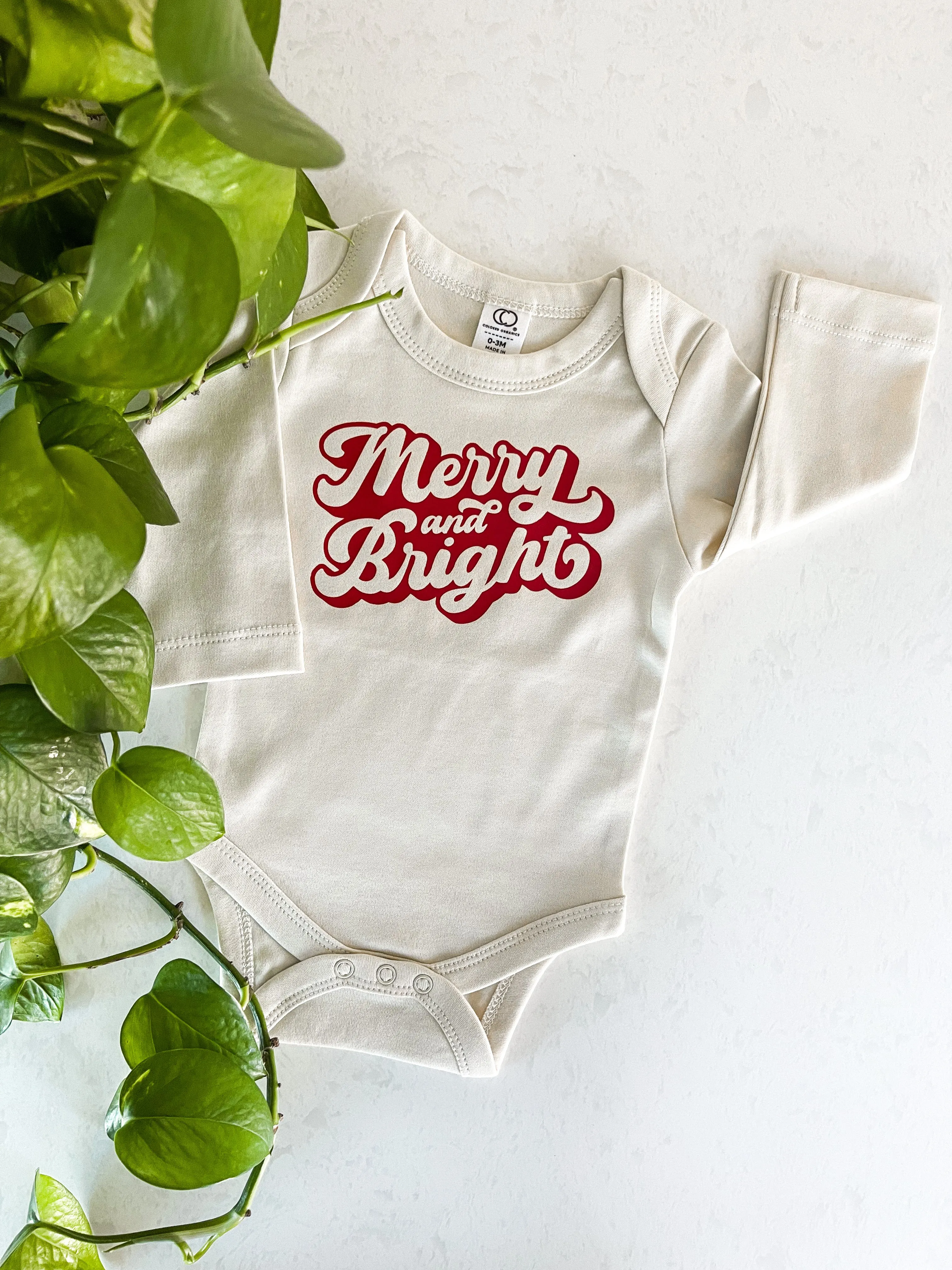 Merry and Bright Bold Organic Long Sleeve Bodysuit