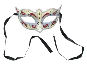 Mona Lisa Eye Costume Mask: Silver/Red