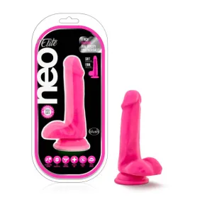 Neo Elite 6 inches Silicone Dual Density Cock with Balls Neon Pink