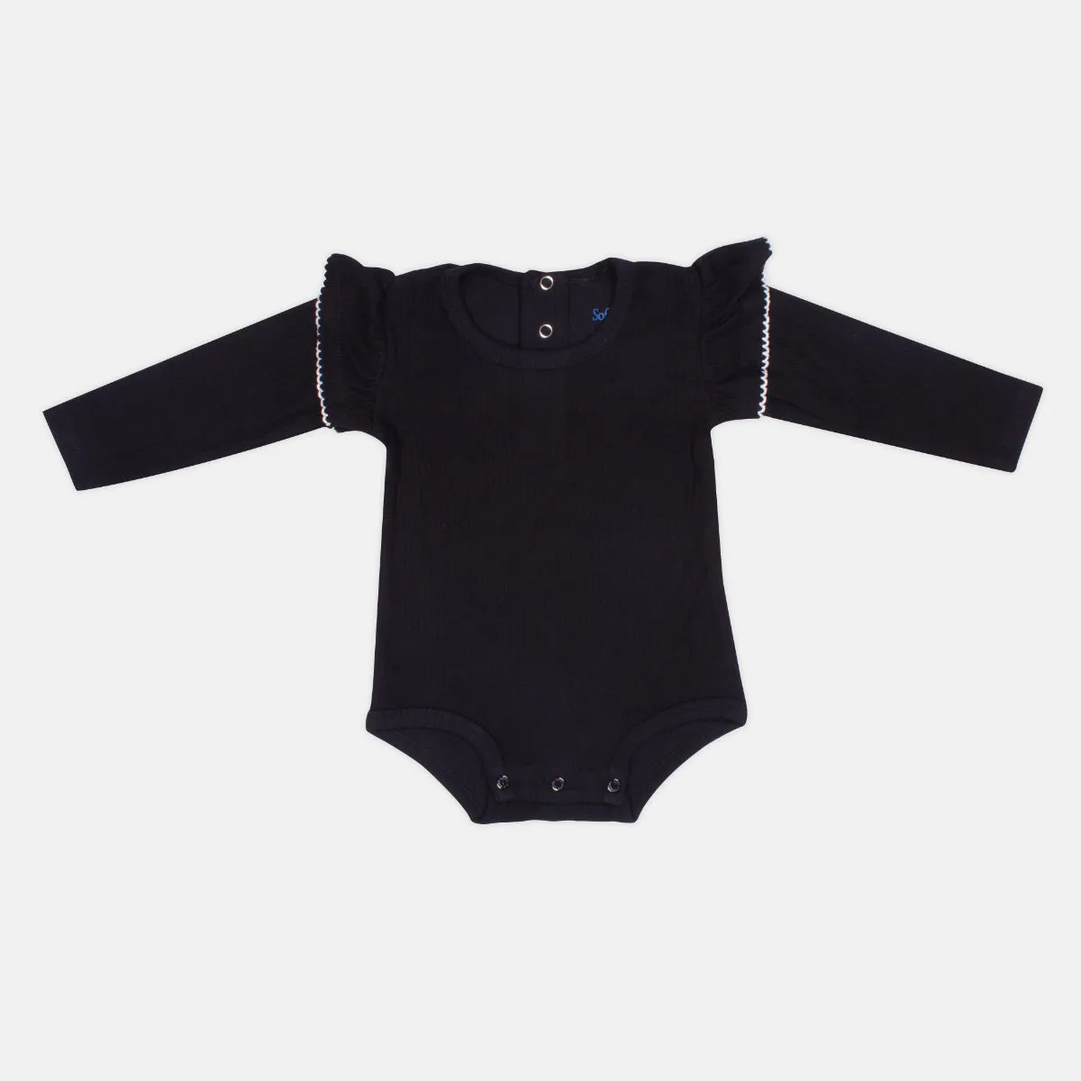 Pack of 3 Long Sleeved Ribbed Bodysuits with Frills