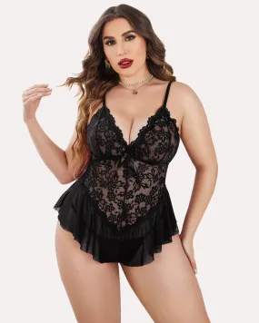 Plus Size Bodysuit Lace Teddy One Piece