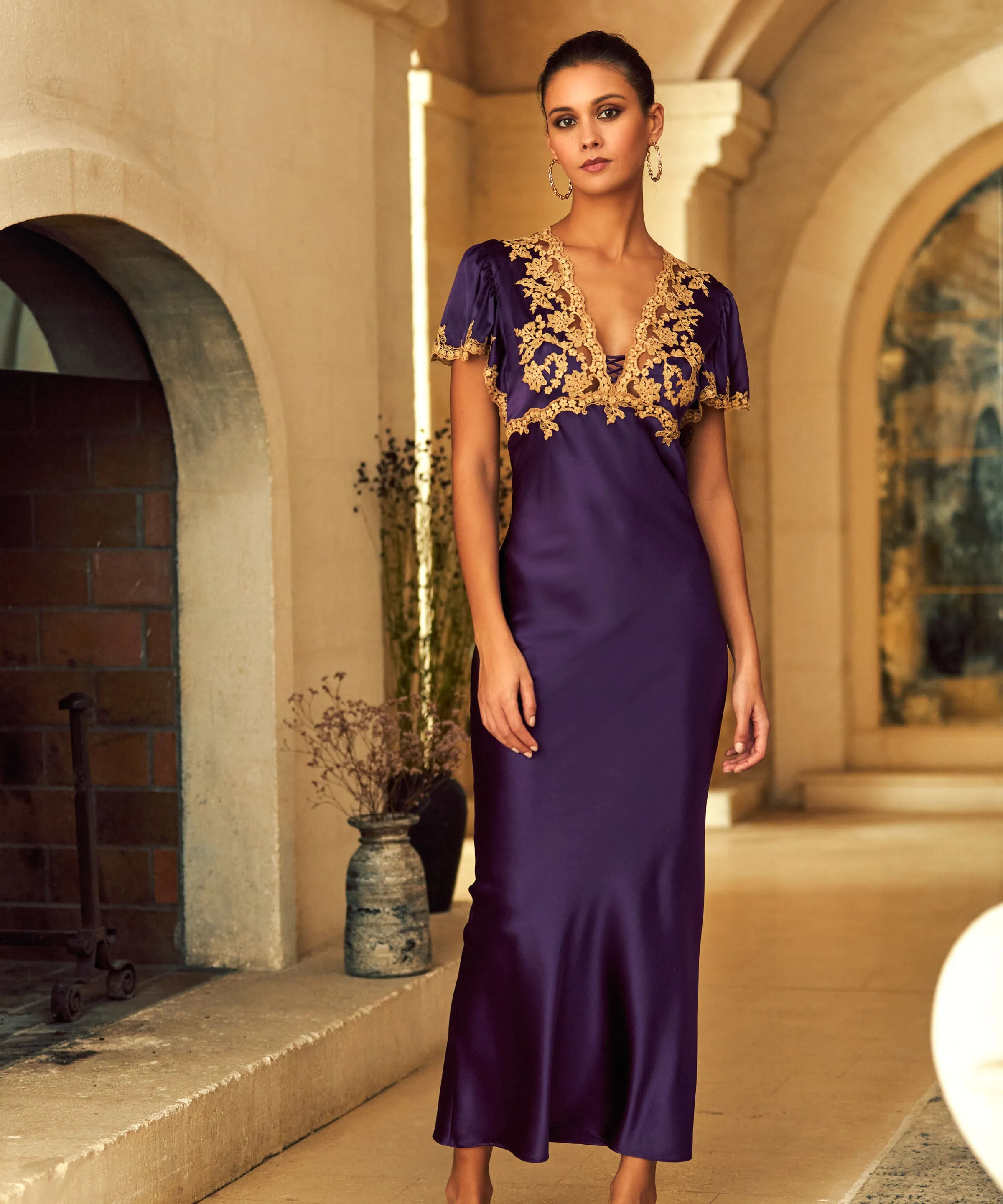 Reine Long Nightdress Purple