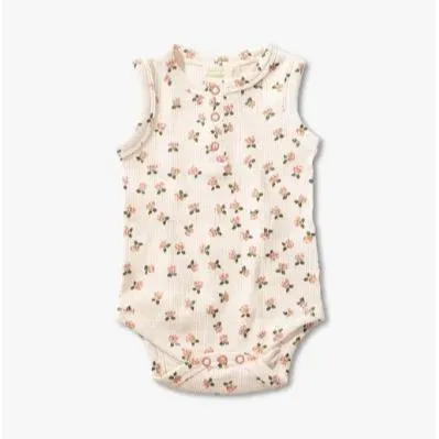 Sapling Child Waffle Tank Bodysuit (Winter Bouquet)