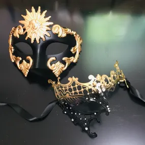 Sun God & Phantom Couples Masquerade Masks