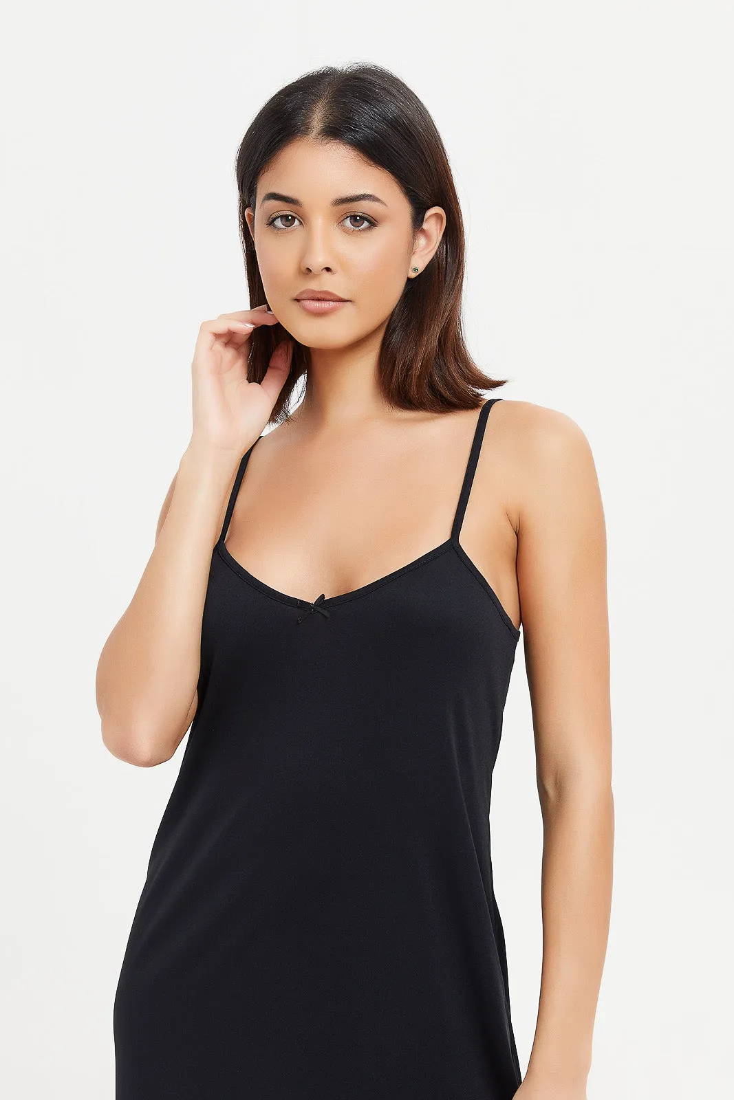 Women Black Plain Chemise