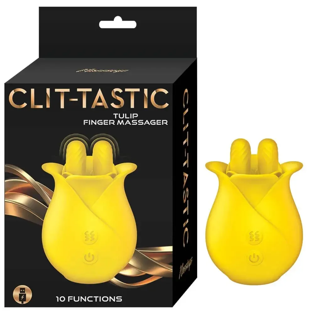 Yellow Clittastic Tulip Finger Rechargeable Massager